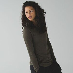 LULULEMON Sunshine Coast Long Sleeve Fatigue Green No Size Tag/ Dot Check Measur